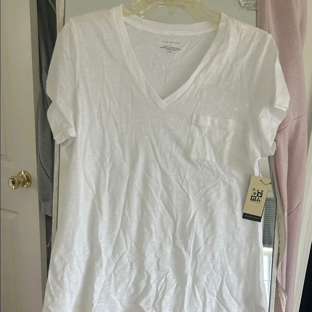 Max Studio White Short Sleeve Tee - Picture 1 of 3